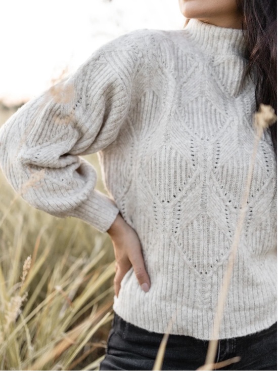 Lush Sweaters - Lush Cream Knit Mock Neck Sweater Size S
